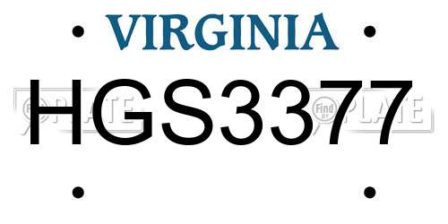 HGS3377 Virginia License Plate