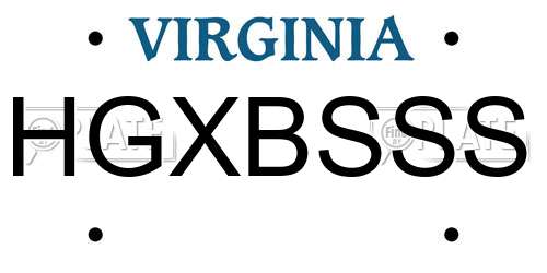 HGXBSSS Virginia License Plate