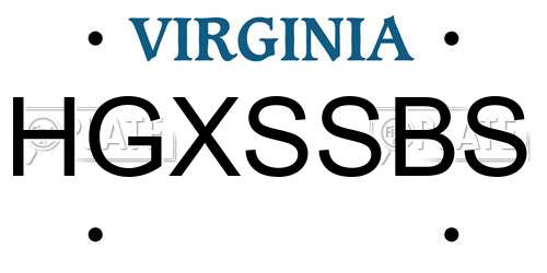HGXSSBS Virginia License Plate
