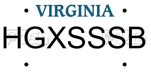 HGXSSSB Virginia License Plate