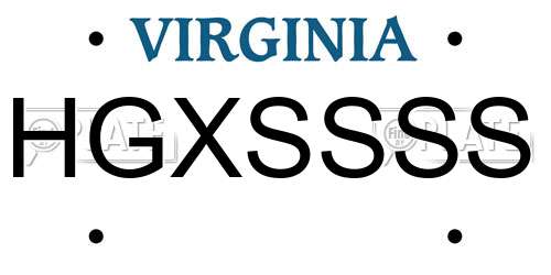 HGXSSSS Virginia License Plate