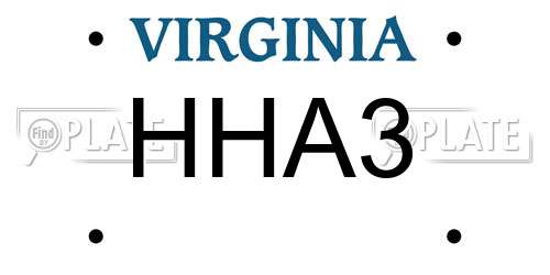 HHA3 Virginia License Plate