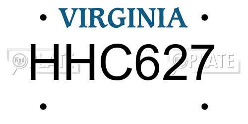 HHC627 Virginia License Plate