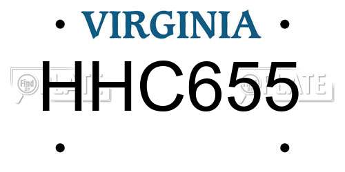 HHC655 Virginia License Plate