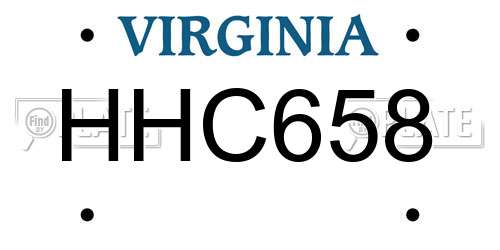 HHC658 Virginia License Plate