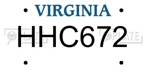 HHC672 Virginia License Plate