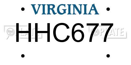 HHC677 Virginia License Plate