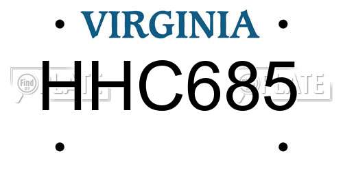 HHC685 Virginia License Plate