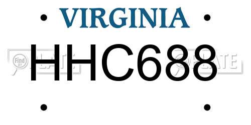 HHC688 Virginia License Plate