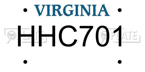 HHC701 Virginia License Plate