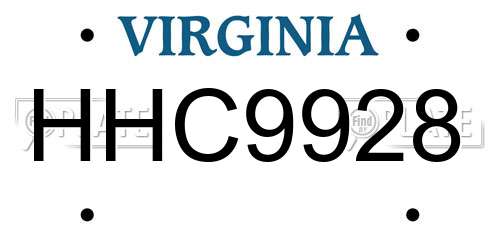 HHC9928 Virginia License Plate