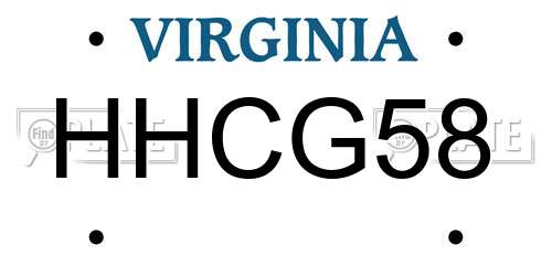 HHCG58 Virginia License Plate