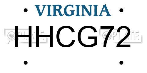 HHCG72 Virginia License Plate