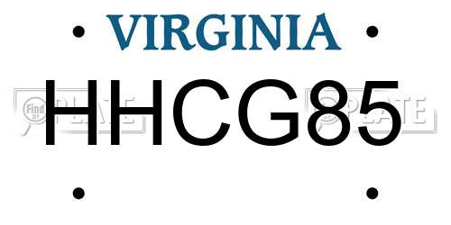 HHCG85 Virginia License Plate