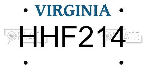 HHF214 Virginia License Plate