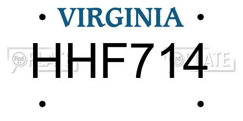 HHF714 Virginia License Plate