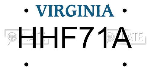 HHF71A Virginia License Plate