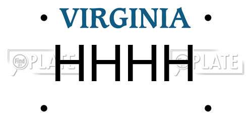 HHHH Virginia License Plate