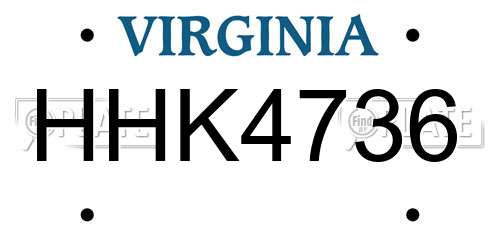 HHK4736 Virginia License Plate
