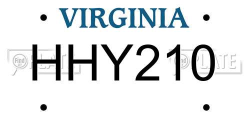 HHY210 Virginia License Plate