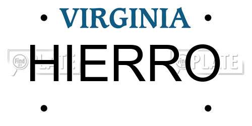 HIERRO Virginia License Plate