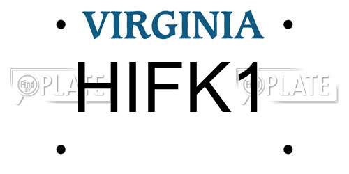 HIFK1 Virginia License Plate