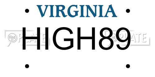 HIGH89 Virginia License Plate
