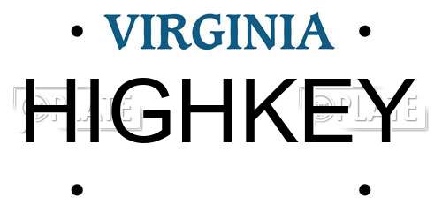 HIGHKEY Virginia License Plate