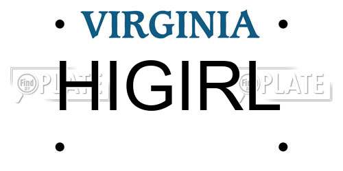HIGIRL Virginia License Plate