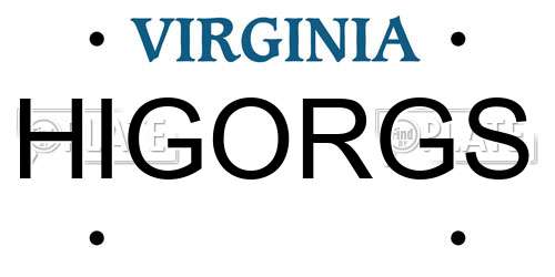 HIGORGS Virginia License Plate
