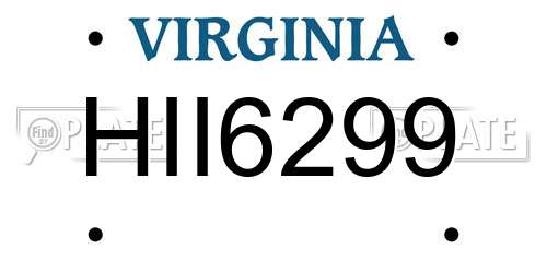 HII6299 Virginia License Plate