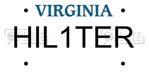 HIL1TER Virginia License Plate