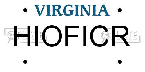HIOFICR Virginia License Plate