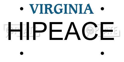 HIPEACE Virginia License Plate