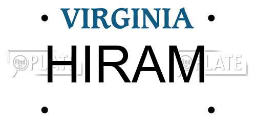 HIRAM Virginia License Plate