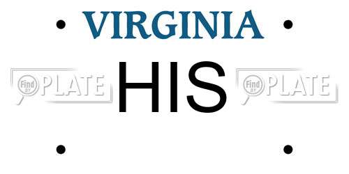 HIS Virginia License Plate