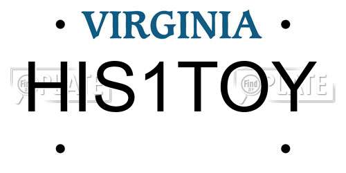HIS1TOY Virginia License Plate