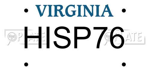 HISP76 Virginia License Plate