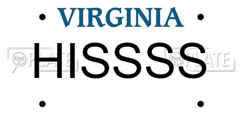 HISSSS Virginia License Plate