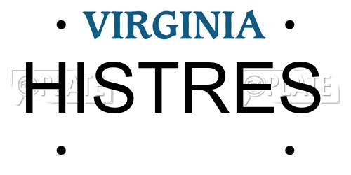 HISTRES Virginia License Plate