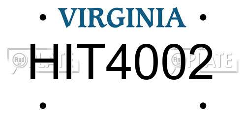 HIT4002 Virginia License Plate