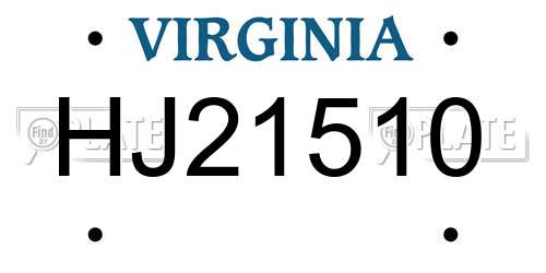 HJ21510 Virginia License Plate