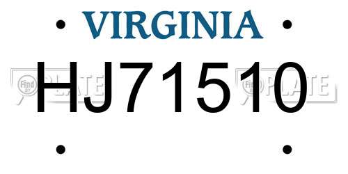HJ71510 Virginia License Plate