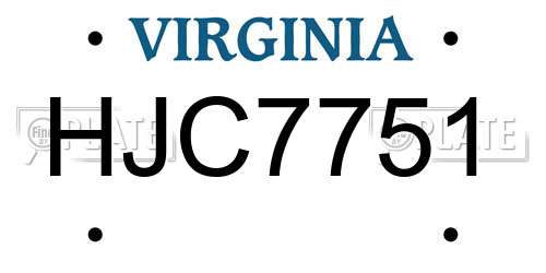 HJC7751 Virginia License Plate