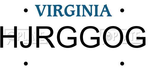 HJRGGOG Virginia License Plate