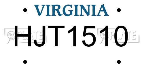 HJT1510 Virginia License Plate