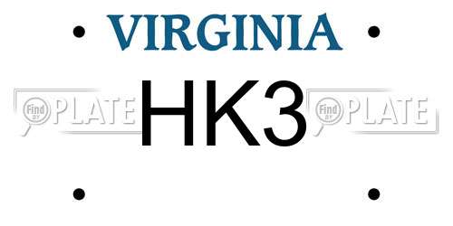 HK3 Virginia License Plate