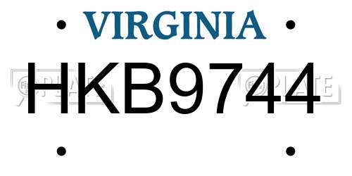 HKB9744 Virginia License Plate