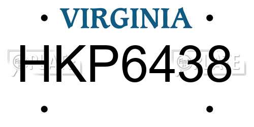 HKP6438 Virginia License Plate