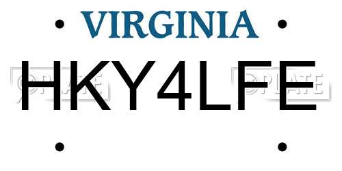 HKY4LFE Virginia License Plate